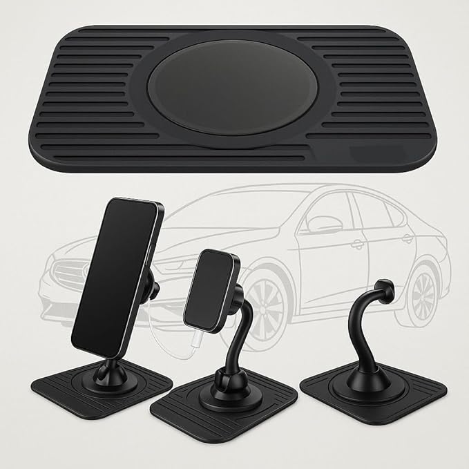Car Dashboard Non Slip Mat ，Rubber Dash Board Non Stick Mount Holder Mat ，Slim Portable Dashboard Ultra Thin ，Compatible with iPhone, Samsung, Android Smart GPS Garmin Navman