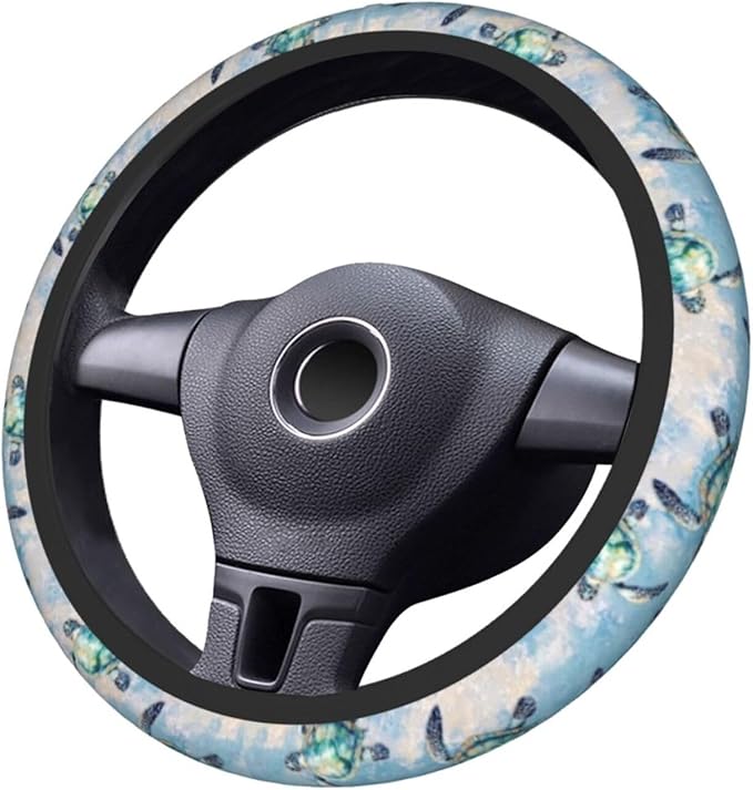Sea Turtle Steering Wheel Cover for Women Men Girls Car Accessories Decor Anti-Slip Neoprene Auto Steering Wheel Covers Protector Universal 15 Inch