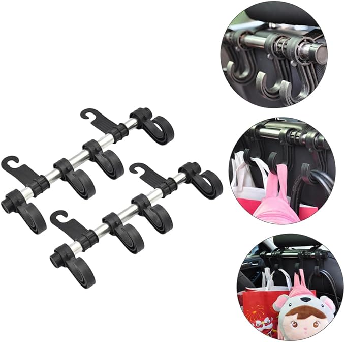 Vaguelly 2pcs Car Headrest Hook Backseat Storage Hanger for Handbags Coats Umbrellas and Material for Vehicle Organization