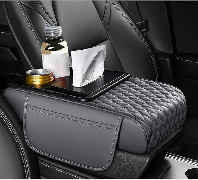 Car Center Console Cover for KIA Telluride 2018–2025,Multifunctional Auto Armrest Cushion Pad Armrest Middle Console Cover Interior Accessories,Grey