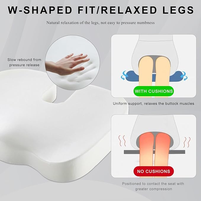 Car Seat Cushion, Memory Foam Cushion for Tailbone Pain & Sciatica Relief, Ergonomic Seat Cushion Comfortable Chair Relief Pillow for Car Office Wheelchair, car Accessories (Black)