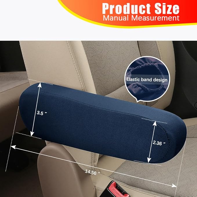 Smeyta 2PC Car Front Seat Armrest Covers,Universal Size Seat Arm Rest Cover,Flat Cloth Fabric Armrest Cover,Car Interior Accessories(Navy Blue,1Pair)