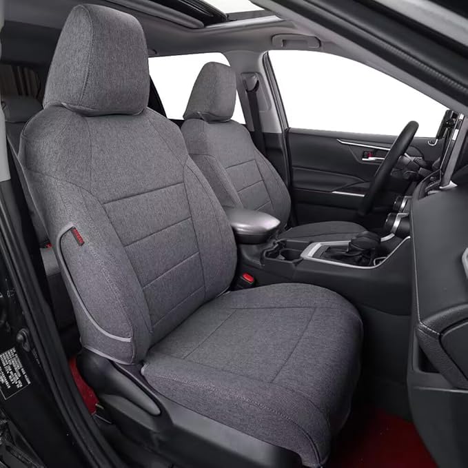 coverdream Corolla Cross Polyester Seat Covers Full Set for 2022-2026 Toyota Corolla Cross L,LE,XLE,S,SE (Non-Hybrid) SUV,Fully Covered,Breathable UV Resistant Cloth Car Seat Protector (Gray)