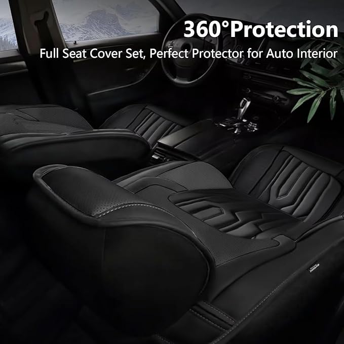 YORKNEIC Fit for Hyundai Venue Seat Covers 2020-2025: Leather Waterproof Car Seat Covers Anti-Slip Protector 2 Front Seat Set (2 Seats, Black)