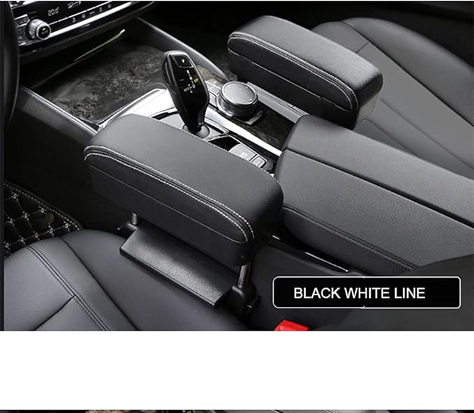 AOWIS Car Console Armrest Box Arm Rest Height Adjustable Comfort Elbow Pad Universal (Black White)