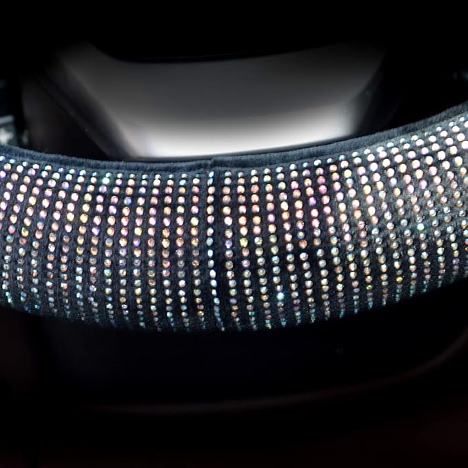 Valleycomfy Steering Wheel Cover for Women Men Bling Bling Crystal Diamond Sparkling Car SUV Wheel Protector Universal Fit 15 Inch (Black with Colorful Diamond,Standard Size(14" 1/2-15" 1/4))