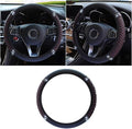 Bling Soft Leather Steering Wheel Cover, 15 Inch Colorful Rhinestones Auto Elastic Protector with Crystal Diamond for Women Girls, Car Accessories for Most Cars, SUVs (Black Red)