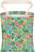 AXZOPDE Cute Car Trash Can, Hanging Canvas Car Back Seat Organizer and Storage Bag, Funny Car Trash Bag for Travelling, Outdoor Cute Green Cactus Flowers