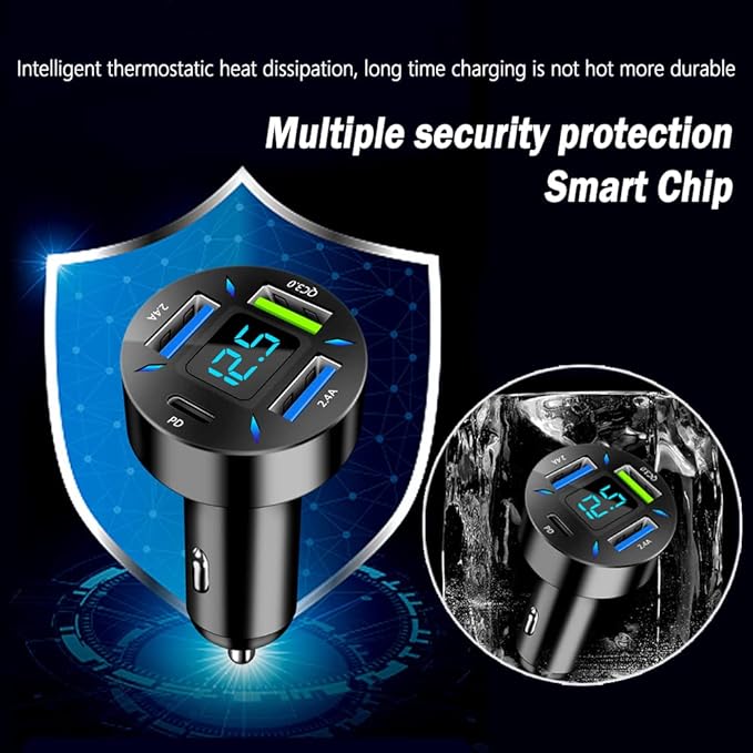 Car Fast Charger,PD/QC3.0 Car USB Charger with LED Lights,Cigarette Lighter USB Charger Compatible for iPhone Galaxy iPad Pro& More Mobil Phone