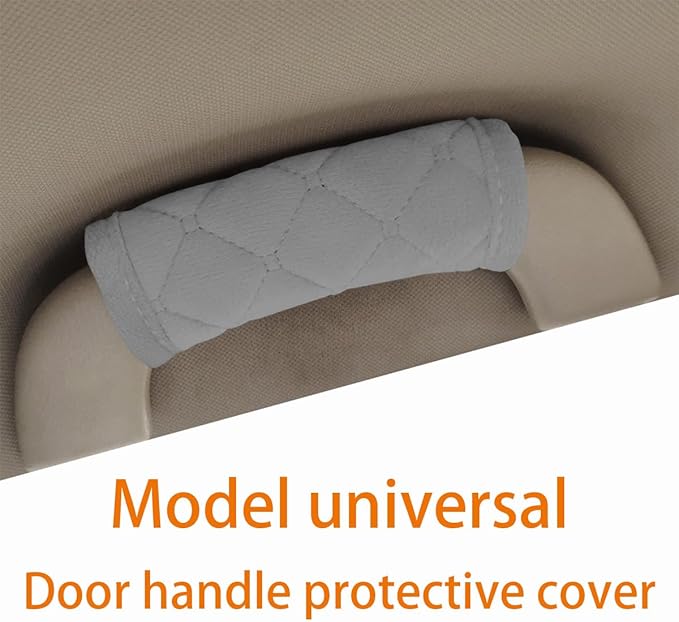 2PCS Car Grab Handle Cover, Soft Velvet Vehicle Door Pull Handle Protector, Anti-Scratch Automotive Interior Grip Gloves Decoration Accessories, Universal for SUV, Sedan, Truck (Gray)