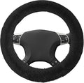 Wuyaoyao Fuzzy Car Steering Wheel Cover, 15'' Soft Auto Steering Wheel Protector for Warm Winter, Elastic Anti-Slip Fluffy Wheel Covers, Car Accessories for Women and Men (Black)