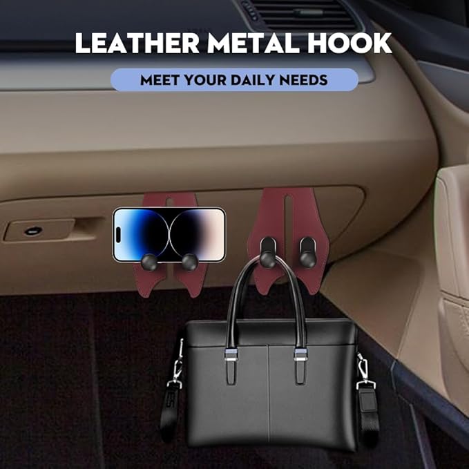 NHHEO Car Hook for Co-Pilot Glovebox, Universal Vehicle Glove Box Organizer for Umbrella Handbag Coat(Red)