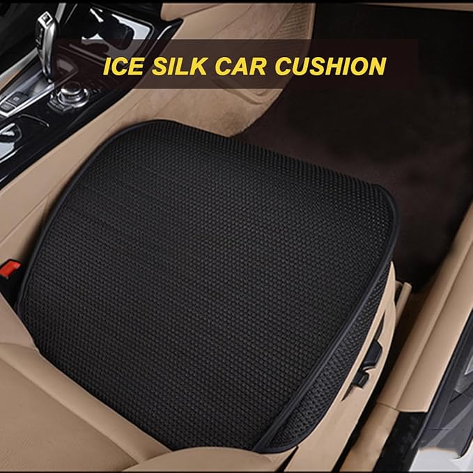 Car Front Seat Bottom Cover, Breathable Anti Slip Auto Frontseat Cushion Mat with Storage Pocket, Comfortable Vehicle Interior Chair Protection Pad, Universal for SUV Sedan Truck(Black)