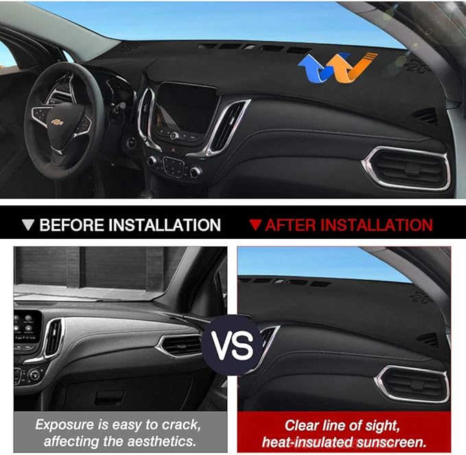 CARTIST Dashboard Cover Mat for 2018-2022 2023 2024 Chevy/Chevrolet Equinox Accessories Dash Cover Flannel Dash Mat Sunshade Glare UV Rays Protector