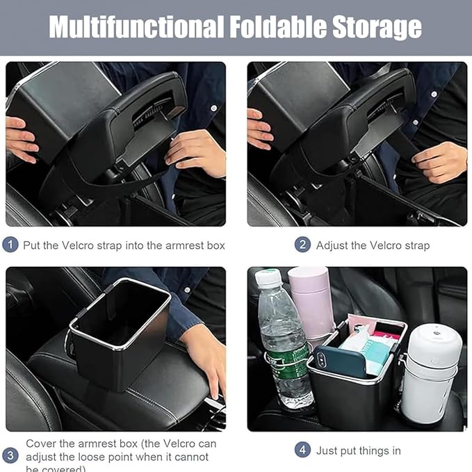 ZMPDJG 2025 New Car Armrest Storage Box, Car Armrest Storage Box with 2 Cup Holders, Universal Between Seat Console Organizer with Phone Slot (F)