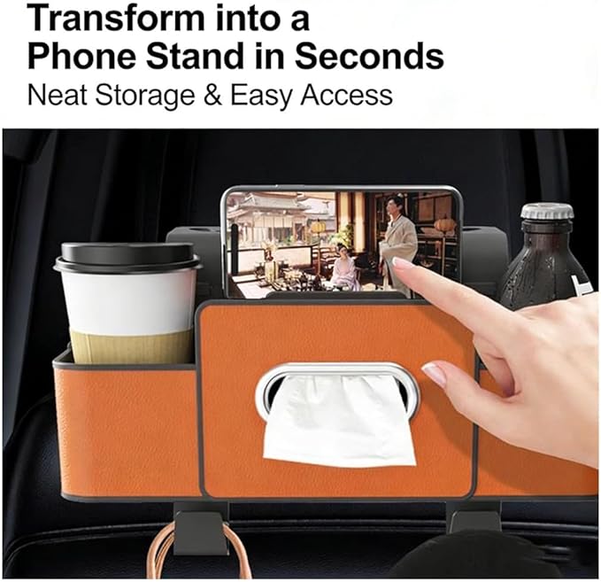 3-In-1 Car Backseat Organizer, 2026 New Car Organizer and Storage Box Back Seat, Over The Back Car Seat Back Storage Box for Hold Phones, Drinks, Snacks, Handbags (Beige*2)