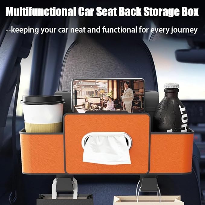 Car Organizers and Storage Box, Multifunctional Car Seat Back, Backseat Organizer, For Hold Phones, Snacks, Drinks, And Handbags (Black)