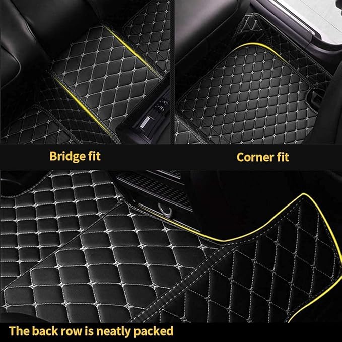 Custom Making Car Floor Mats for 90% Car Model Luxury Leather All Weather Waterproof Anti-Skid Full Coverage Liners (red and Beige)