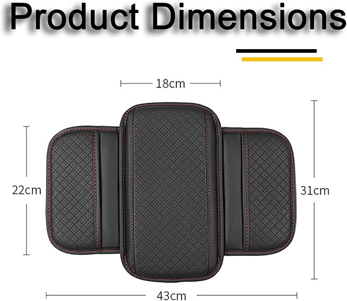 Car Armrest Cover for Mazda CX5 2012-2025, Center Console Cushion Leather Armrest Pad Protector with Storage Pockets Diamond Pattern,Black and red