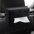 Car Tissue Holder, Rectangular Tissues Box Cover, Back Seat Tissue Dispenser for Tissues, Car Napkin Holder with Elastic Band, Fits for Storage & Organizer (Black)