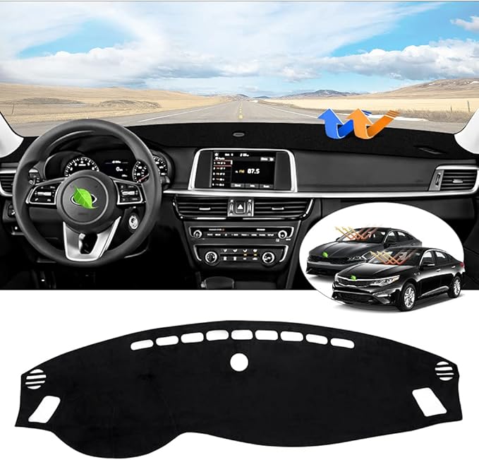 CARTIST Custom Fit for Suede Dash Cover 2016 2017 2018 2019 2020 Kia Optima Dashboard Mat Non-Slip Dash Mat Pad Carpet Odorless Sunshade Glare UV Rays Protector
