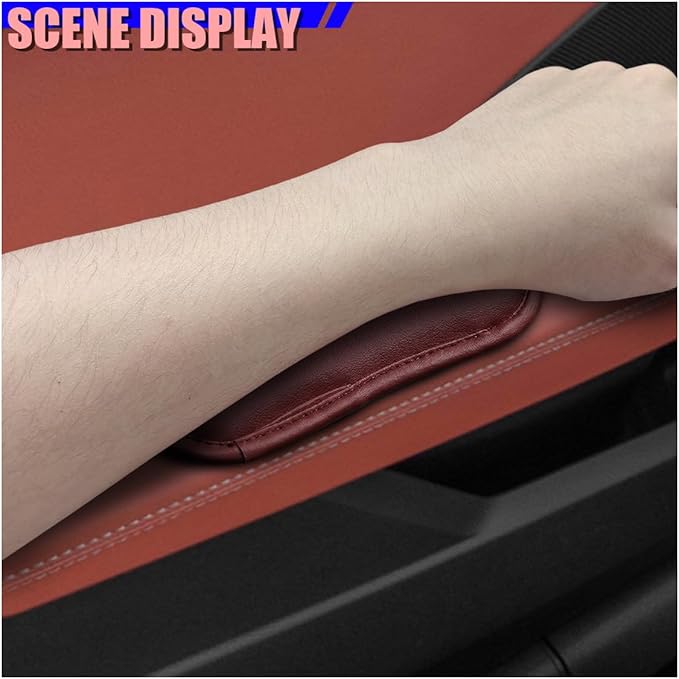 Craedli 2PCS Car Door Armrest Pads, Soft Leather Memory Foam Comfortable Center Console Knee Cushion, Universal Relieve Fatigue Vehicle Interior Elbow Support Accessories for Most Cars (Red)