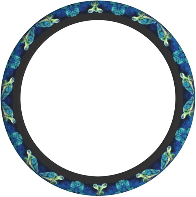 Sea Turtle Cute Steering Wheel Cover Non-Slip Breathable Sweat-Absorbent Suitable for SUV Van Truck Car Universal Protection Accessories 15 Inch Suitable for Women Men