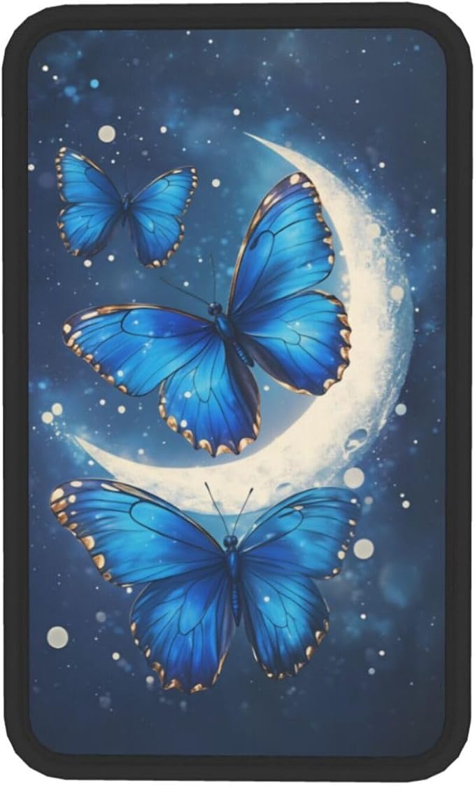 Universal Car Center Console Cushion Pad, Blue Butterfly Moon Soft Waterproof Car Center Console Cover Auto Armrest Seat Box Cover Protector for Most Vehicle SUV Truck Car