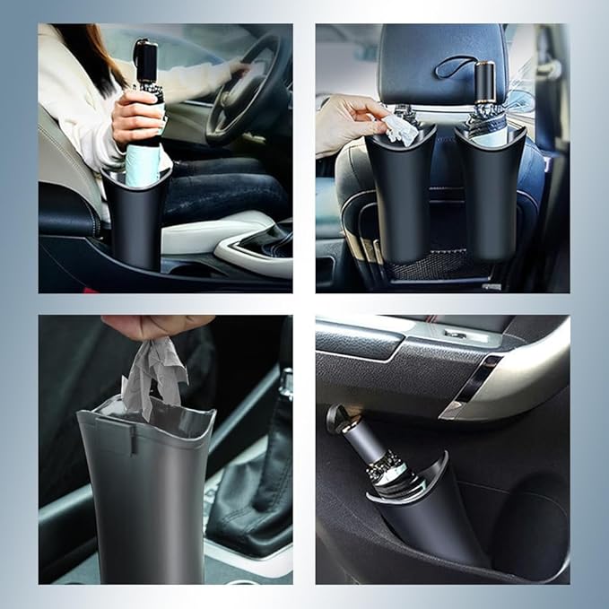 Car Trash Can Backseat, Car Garbage Organizer, Black Small Leakproof Vehicle Trash Garbage Can Bin, Automotive Interior Accessories Small Garbage Bin for Vehicles, Travelling, Home, Office