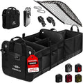 DURABLEZ 3-Section Car Trunk Organizer XL – Large Modular Auto Storage Bin, Foldable Multi-Compartment Cargo Organizer for Car Trunk, Heavy Duty 1680D Design – Black