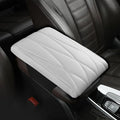 Car Center Console Cover Nappa Leather Memory Foam Armrest Box Seat Box Cushion Protector Pad Comfortable Height Increase Universal for Car Truck SUV (Strip,White)