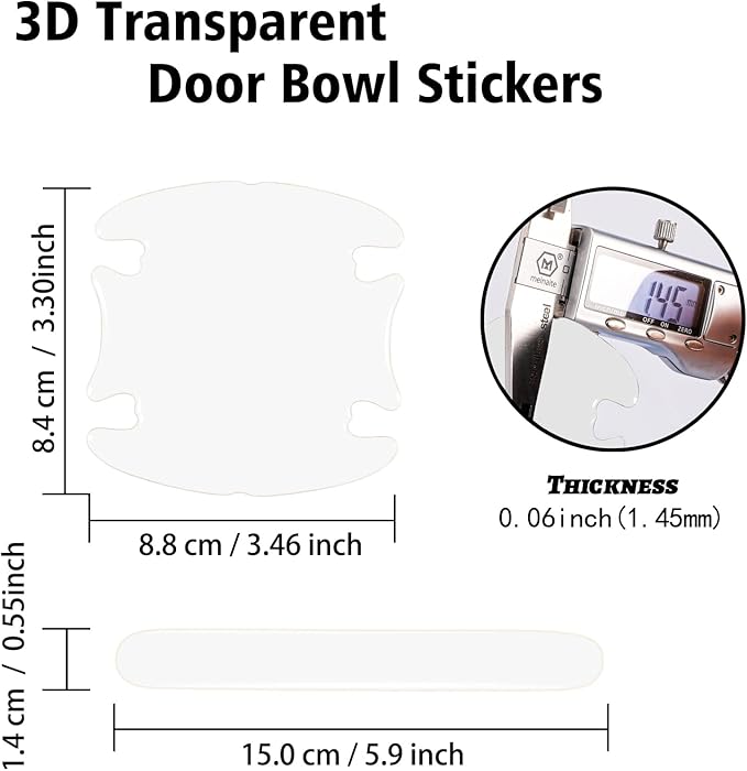 Transparent PVC Car Door Protector, Handle Cup Protective Sticker Auto Door Paint Guard Universal for Most Car Handle(8PCS)