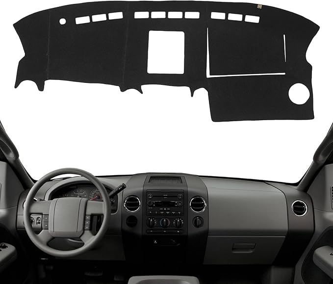 KEYOOG Dashboard Cover Dash Mat Fit for 2008-2004 Fo-rd F-150 (for Left Hand Drive),Car Dash Board Mat Anti-Glare Carpet,Non-Slip Pad Sunshield Protector (Black)