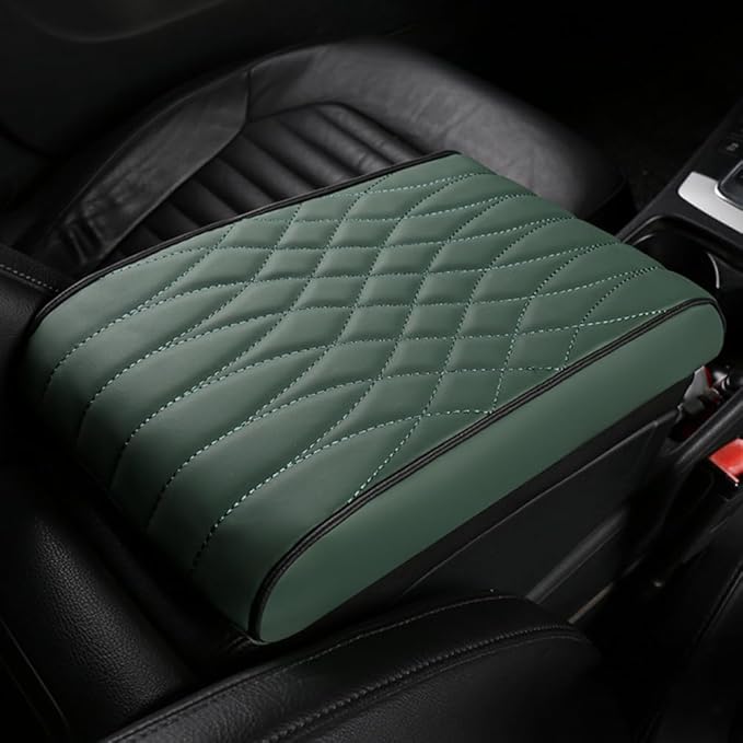 Car Center Console Armrest Mat for Subaru Forester SK SJ SH SG SF 5/4/3/2.Gen 2003-2023 2024 2025 Universal Armrest Seat Box Protector Cover Leather for SUV Truck Vehicle,Green, normal