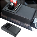 Car Center Console Armrest Pillow with Cup Holder, Leather Middle Console Protection Cushion with Phone Holder, Memory Foam Auto Arm Rest Box Cover, Universal Vehicle Accessories (Black)