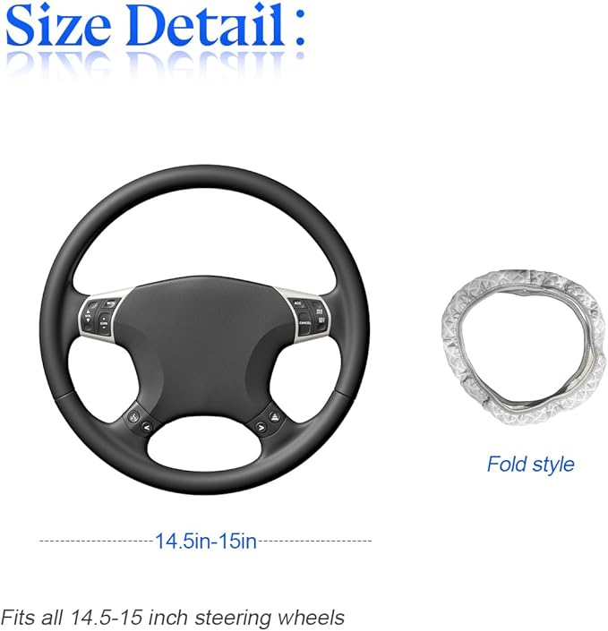 zipelo Elastic Stretch Steering Wheel Cover, Microfiber Breathable Ice Silk, Universal 15 Inch Anti-Slip Car Steering Wheel Protector, Warm in Winter and Cool in Summer, for Men and Women (White)