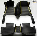 TREGOO All Weather Car Mats Custom Fit Non Slip Floor Mats for 1998-2025 Cars Personalized Leather Protection Pads Suitable for Men Women (Black Double Panel with Yellow Stripe)