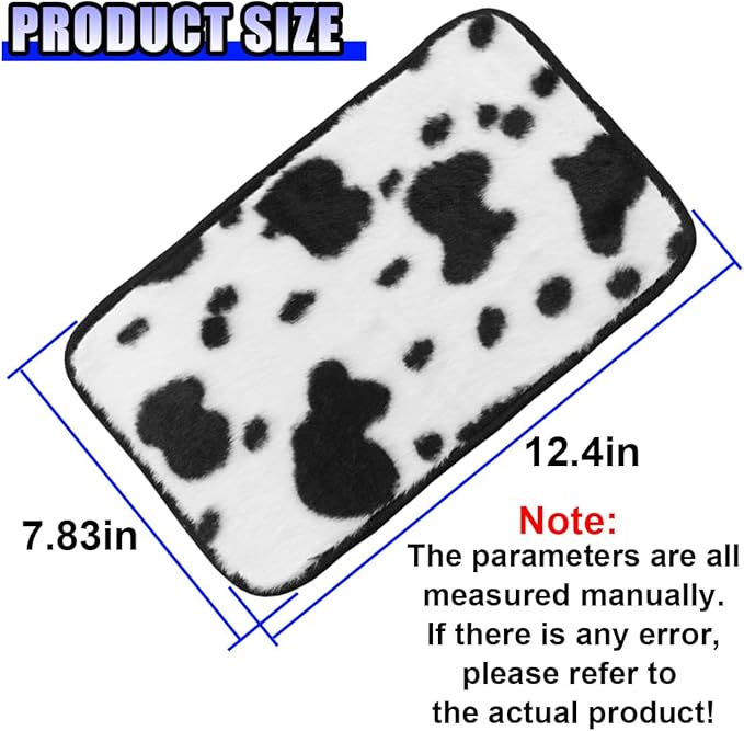 Furry Cow Print Armrest Cover for Car, Soft Plush Center Console Cushion Pad, Car Arm Rest Box Protector for Women Men, Universal Auto Decorative Accessories for Cars Trucks SUVs(Cow)