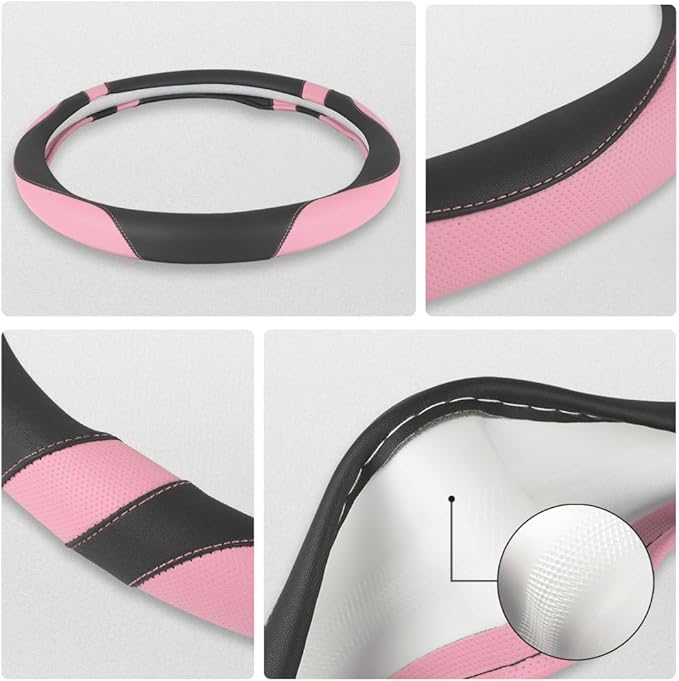 West Llama Customized Auto Car Steering Wheel Cover for Ford F-150, F-250, F-350, Expedition (Black+Pink)