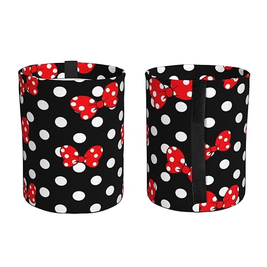Cute Red Bow Polka Dot Car Trash Can Garbage Cans Foldable,Small Hanging Car Organizer Storage Bag Leak Proof, Auto Back Seat Trash Bin Universal for Truck, SUV, Outdoor Travel