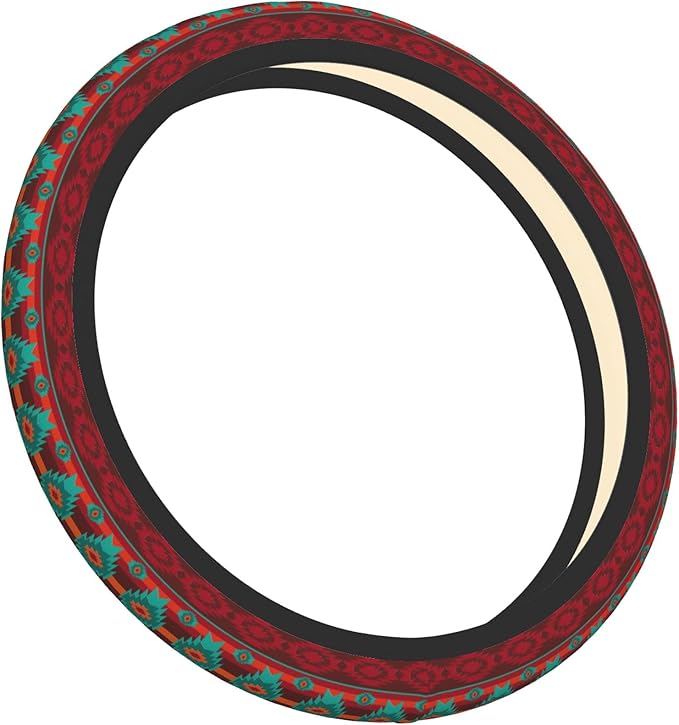 Red Southwestern Steering Wheel Cover for Women Men Girls, Universal 15 Inch Anti Slip Steering Wheel Protector Car Accessories Interior for Auto Truck SUV