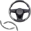 2pcs Universal Fit Carbon Fiber Steering Wheel Cover, Anti-Skid Steering Wheel Cover/Segmented Steering Wheel Protector/Car Interior Accessories (Gray)