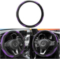 Car Steering Wheel Cover, 15 inch Carbon Fiber Microfiber PU Leather Elastic Steering Wheel Protector for Men Women, Anti-Slip Breathable Car Interior Accessories for Most Cars (Purple)