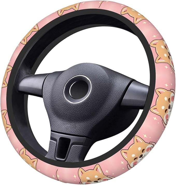 Funny Anime Dog Universal Fit Steering Wheel Cover for Car, Truck, and SUV, Durable Steering Wheel Protection