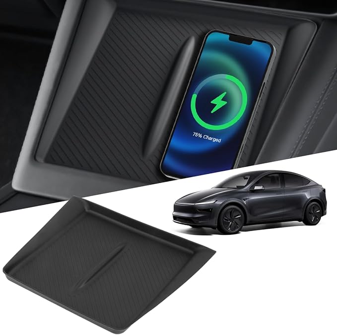 Non-Slip Center Console Wireless Charging Silicone Mat for Tesla Model Y Juniper Refresh 2025 2026 - Tesla Model Y Juniper Accessories, Compatible with 2025/2026 Model Y Juniper Console