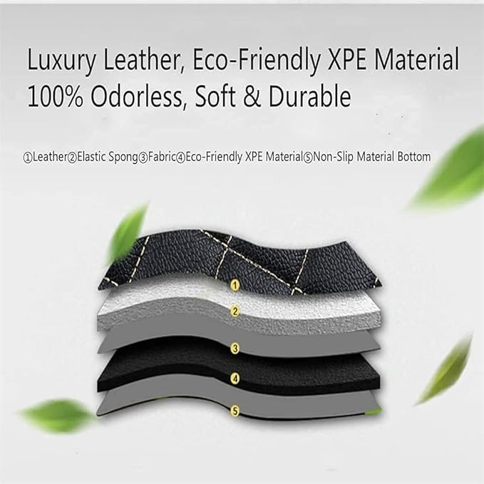 Custom Making Car Floor Mats for 98% Sedan SUV Sports Car Full Coverage Cute Pads Protection Non-Slip Leather Floor Liners (Black+Purple Side)