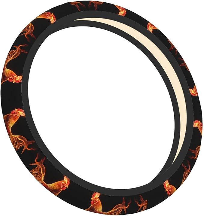 Colorful Fire Rooster Universal Fit Steering Wheel Cover for Car, Truck, and SUV, Durable Steering Wheel Protection