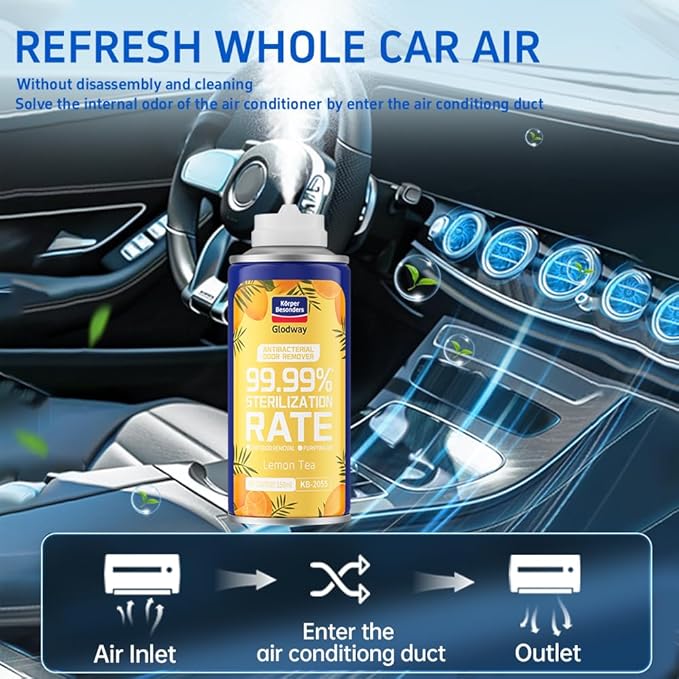 Glodway Whole Car Air Refresher,Odor Eliminator Remover Spray For Car, Strong Freshener With Odour Eliminator Technology,Long-Lasting Scent,6 Ounce(Pack of 6)