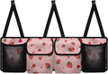 Strawberry Trunk Seat Organizer Back Seat Hanging Organizer for SUV, Sedan, Pink Trunk Oxford Cloth Bag, Equipped with Robust Elastic Net, Space Saving Expert