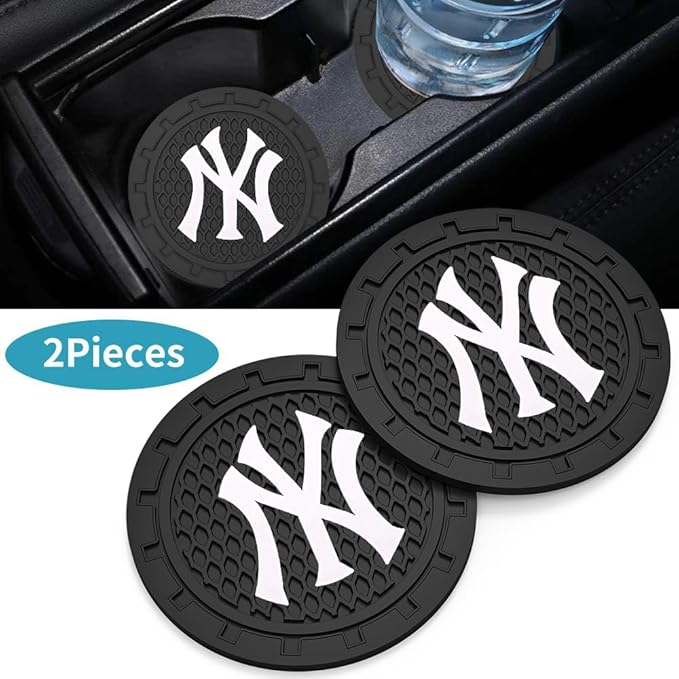 Silicone Yankees Car Cup Holder Coasters,Baseball Fans Car Coasters for NY Yankees Fans, Non-Slip Universal Fit Cup Holder Insert